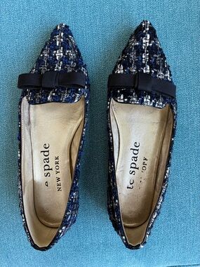 kate spade tweed flats with bow detail